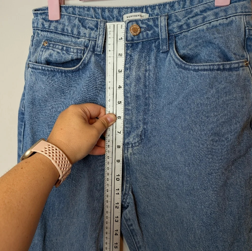 WEWOREWHAT Medium Wash Straight Leg  High Rise Denim Pants Women 27 - Picture 8 of 10